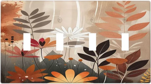 Vista 74 de Cubiertas de enchufe de pintura floral de grafiti de girasol abstracto, 1 palanca, 1 combinación basculante, placas de interruptor eléctrico, placa