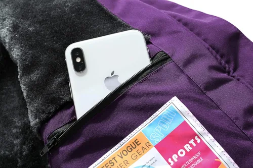 Vista 6 de MOERDENG Chaqueta de esquí impermeable para mujer, abrigo de nieve con capucha para invierno, chaqueta de esquí resistente al viento para mujer