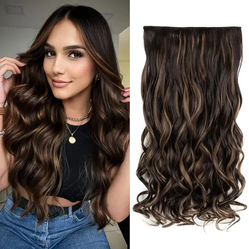 Vista 30 de REECHO Extensiones de cabello rubio, 20 pulgadas, extensiones de cabello grueso y largo con clip, extensiones de cabello sintético suave natural