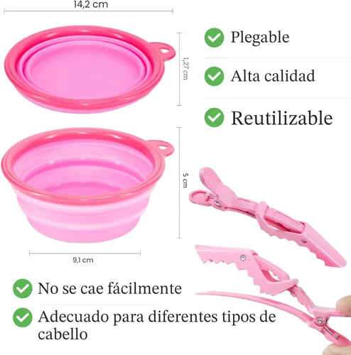 Vista 3 de Asqraqo Kit de 11 piezas para colorear el cabello, herramientas profesionales de salón para mezclar bricolaje, incluye clips, cuenco, cepillo