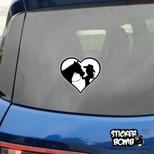 Vista 3 de Calcomanía de vaquera y caballo en corazón, calcomanía de Sticker Bomb Vinyl para automóvil, camión, computadora, en cualquier lugar, vinilo premium