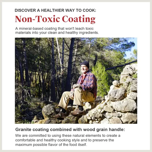 Vista 7 de Caannasweis Sartén antiadherente de granito, sartenes antiadherentes para tortillas, sartén para huevos de tortilla, sartén de chef de piedra