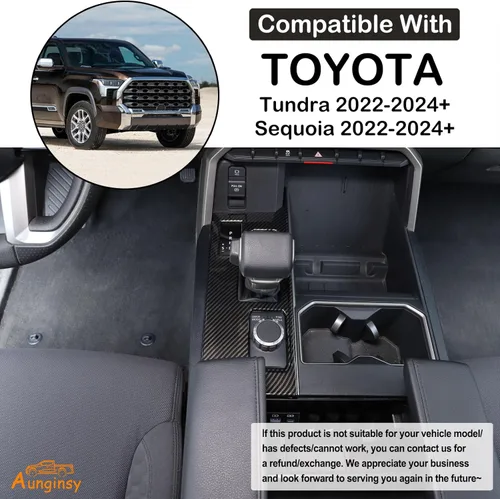 Vista 76 de Aunginsy Marco para panel de cambio de marchas con caja de almacenamiento Compatible con Toyota Tundra/Sequoia 2022-2024 2025 Protector contra