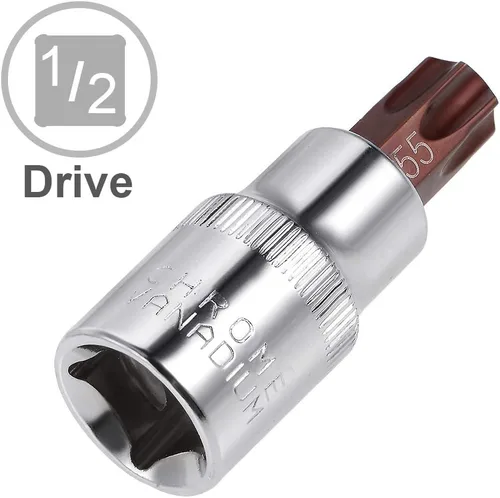 Vista 3 de uxcell Longitud del acero 180.4 ft m del zócalo S2 de la broca Torx de la impulsión de 1/2 pulgada T55