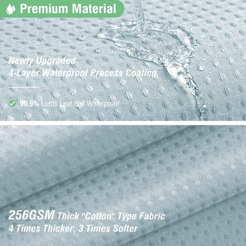 Vista 69 de Cortina de ducha de tela Dynamene verde oscuro - Cortinas de baño de tela de nido de abeja texturizadas resistentes, juego de cortinas de baño