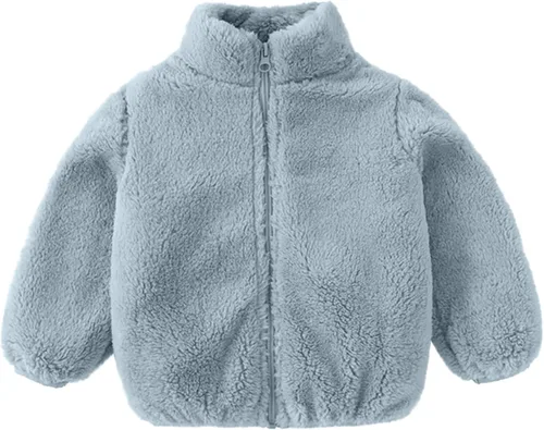 Chaqueta Sherpa de invierno para bebés y niñas, abrigo de forro polar para niños pequeños, piel sintética, cálida, sudadera con cremallera