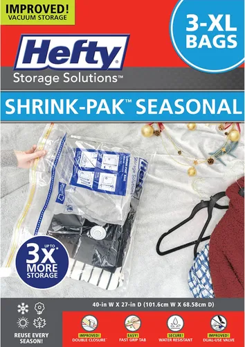 Vista 9 de Bolsas de almacenamiento al vacío Hefty Shrink-Pak - Ahorro de espacio para almacenamiento debajo de la cama, ropa y edredones, 3 veces más espacio
