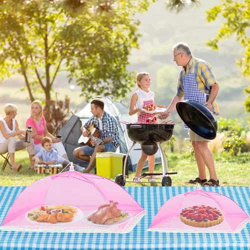 Vista 6 de Paquete de 4 cubiertas de malla emergentes para alimentos, 2 x 17 pulgadas y 2 x 12 pulgadas, plegables y reutilizables, para tiendas de campaña