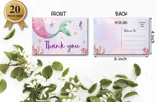 Vista 3 de Tarjetas postales de agradecimiento de cumpleaños, tarjetas de agradecimiento de animales de la selva verde para niños y niñas, fiesta