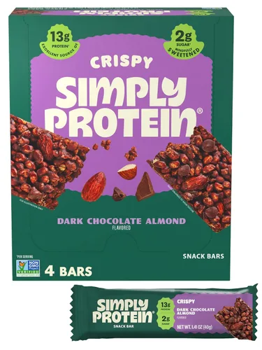 Vista 8 de SimplyProtein - Barra de proteínas bajas en carbohidratos, paquete de 16, chocolate con mantequilla de maní y chocolate negro y almendra, barras