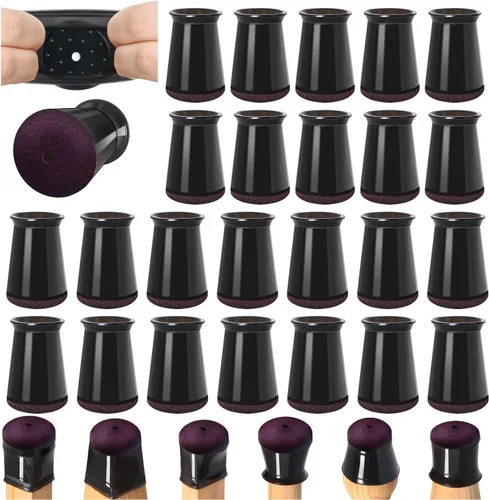 Vista 13 de 24 piezas de protectores para patas de silla para suelos de madera dura, cubiertas de silicona, almohadillas de fieltro, tapas para patas
