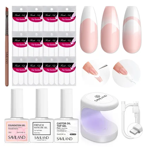 Vista 15 de Saviland Sello de uñas de punta francesa: kit de 4 sellos de uñas de silicona transparente, estampado de gelatina larga y corta con raspadores