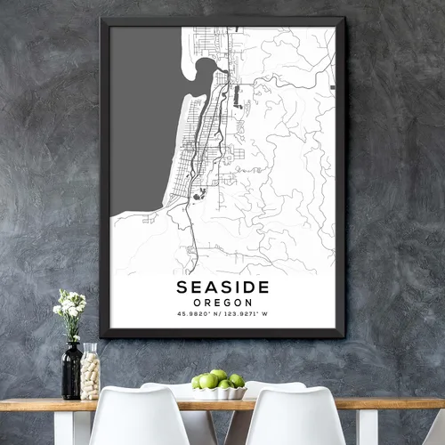 Vista 5 de Mapa de Seaside, Oregon, Light 2 (18x24)