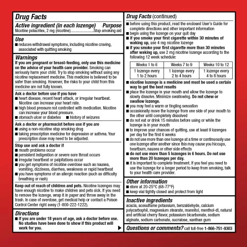 Vista 5 de Yaxa Basic Care Mini pastillas de nicotina Polacrilex, 2 mg, sabor hielo de cereza, ayuda para dejar de fumar, 135