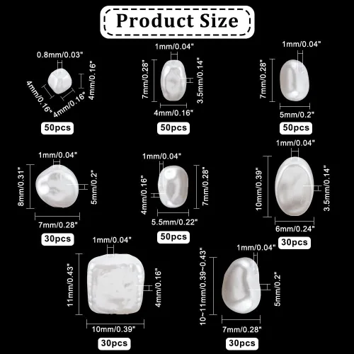 Vista 2 de NBEADS 320 cuentas de perlas de imitación de 8 estilos, mini perlas para manualidades, formas mixtas irregulares, perlas de varios tamaños