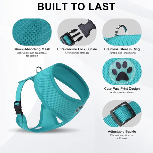 Vista 2 de BINGPET Arnés para perro sin tirones, arnés de chaleco tipo step-in de malla para todo clima para perros pequeños, arnés de malla transpirable