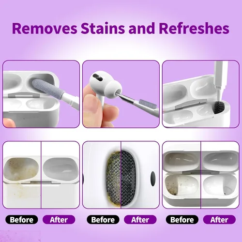 Vista 2 de Kit de limpieza 20 en 1 para teclado Airpod Earbud portátil, kit de limpieza electrónico de penlar compatible con computadora PC teléfono celular