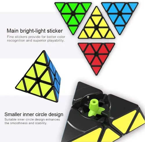 Vista 4 de TANCH YJ Pirámide Speed Cube 3X3 Triángulo Cubo Mágico Puzzle Juguete Negro