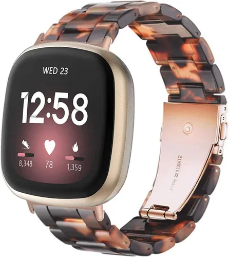 Vista 12 de Pulsera de resina compatible con Fitbit Versa 4 3/Fitbit Versa Sense 2 1, correa ligera para mujeres y hombres con hebilla de metal de acero