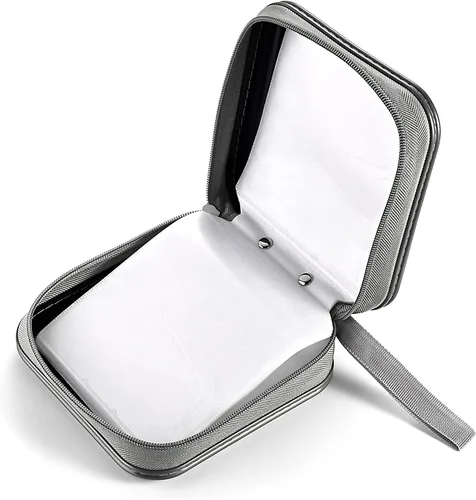 Vista 4 de LIOVODE Funda para DVD, estuche portátil para CD de capacidad para 48 unidades, almacenamiento de plástico duro, organizador de cartera para CD