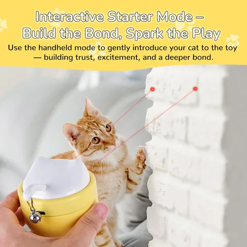 Vista 6 de Juguete automático para gatos con rayos duales, ultra silencioso de 35 a 38 dB, base oscilante giratoria y 3 modos inteligentes, juguete interactivo