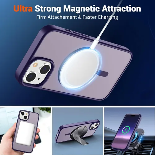 Vista 1741 de SUPFINE - Funda magnética para iPhone 13 Pro Max (compatible con MagSafe), (protección contra caídas de grado militar de 10 pies), delgada, Negro