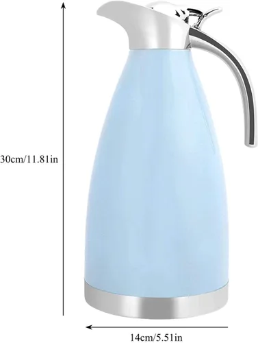 Vista 9 de Jarra de café, botella de viaje de acero inoxidable, doble pared aislada al vacío, jarra térmica, jarra de café, jarras termo, frasco al vacío (azul)