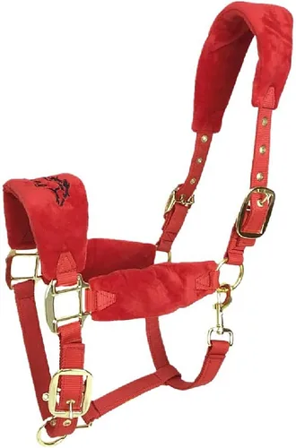 Vista 6 de UNISTRENGH Caballos acolchados de forro polar con cabestrillo de nailon y accesorios de hardware de color rosa/dorado antidesgaste