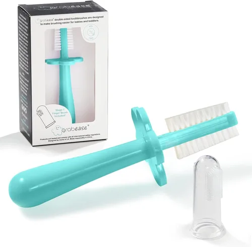 Vista 17 de grabease Cepillo de dientes de doble cara - Promueve el cepillado independiente y el cepillo de dientes para niños pequeños - Cepillo de silicona