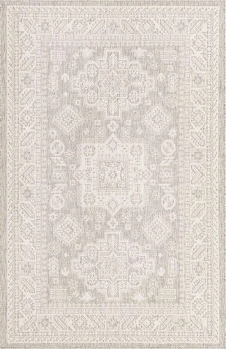 Vista 281 de Unique Loom Outdoor Aztec Collection Alfombra de área, Chalca (7 pies 10 pulgadas, cuadrada, azul/marfil)