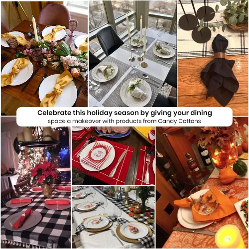 Vista 6 de Servilletas de Navidad, servilletas de tela, servilletas blancas 100% algodón, suaves y cómodas, servilletas reutilizables, servilletas de mesa