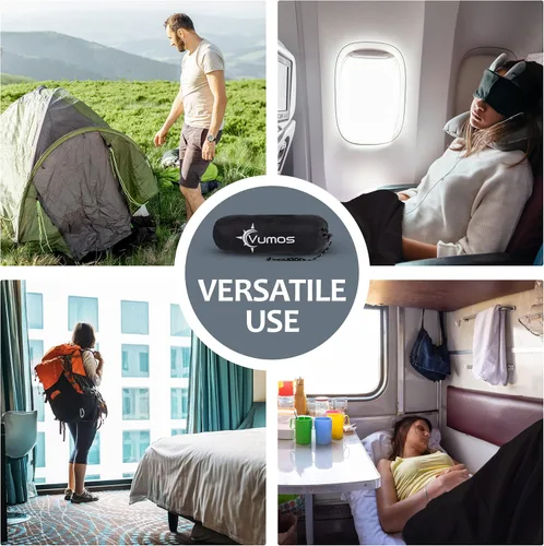 Vista 6 de Forro para saco de dormir y sábana de campamento, material similar a la seda para viajes, tiene cremallera de longitud completa