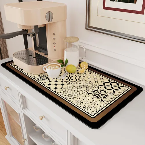 Vista 22 de AMOAMI Tapete de café absorbente con parte trasera de goma para secar platos para encimera de cocina, accesorios de bar para debajo de la cafetera