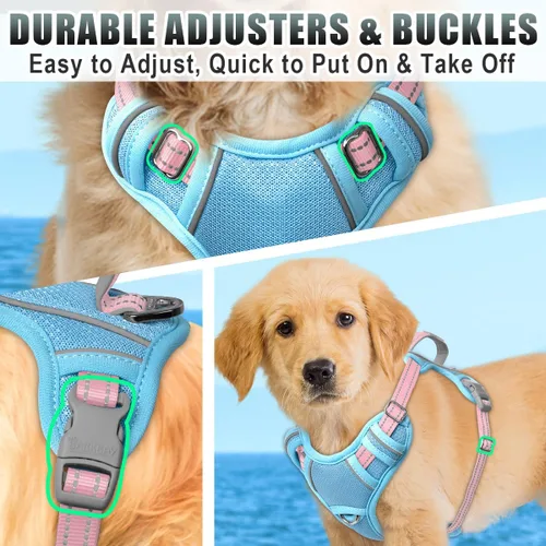 Vista 8 de BARKBAY Arnés para Perro Sin Tirones Talla Grande Arnés Reflectante para Perro con Clip Frontal y Asa de Control Fácil para Caminar Entrenar Correr