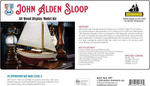 Vista 2 de Midwest 997 - Barco de madera John Alden Sloop 1:16 - Barco de vela de 14.4 pulgadas de largo para ensamblar - Kit de modelo de madera para adultos