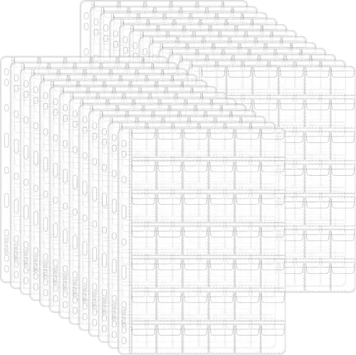 Vista 18 de Páginas con bolsillos para monedas, fundas estándar con bolsillos para monedas, con 9 orificios para coleccionistas, 10 hojas, serie CS03
