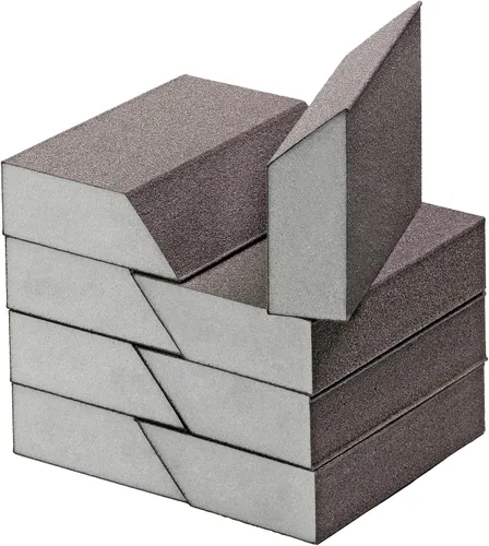 Vista 19 de Bloques de lijado en ángulo de grano 60, bloque de arena de esponja gruesa, lavable y reutilizable, bloque de papel de lija húmedo y seco