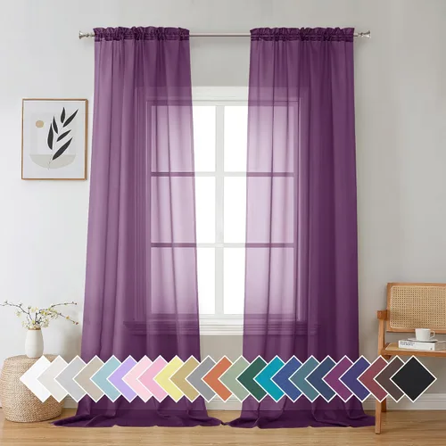 Vista 119 de Aiyufeng 2 paneles de cenefa transparente negra de 14 pulgadas de largo, cortinas cortas para dormitorio, cortinas de cocina para ventana pequeña