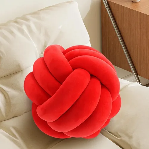 Vista 16 de Bola de almohada de nudo negro, almohada decorativa hecha a mano, cojín redondo suave para sofá y dormitorio, bonita decoración del hogar, almohada