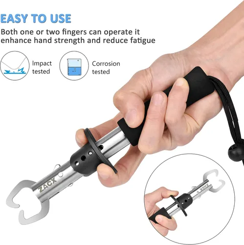 Vista 4 de ZACX Alicates de agarre de labios de pez, removedor de gancho multifunción mejorado y alicates de anillo dividido para pesca con mosca, pesca