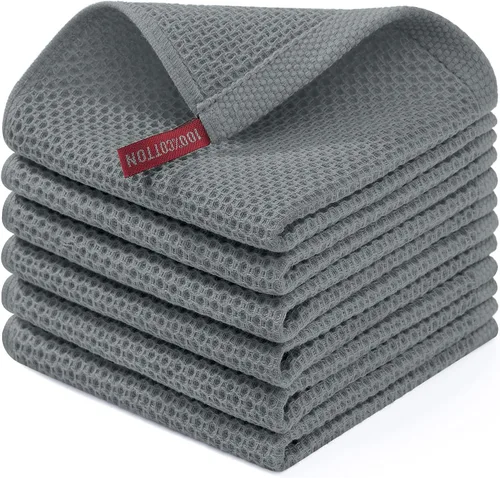 Vista 179 de Homaxy Paños de cocina de 100% algodón con tejido de gofre, ultra suaves, absorbentes, de secado rápido, 12 x 12 pulgadas, paquete de 6, amarillo