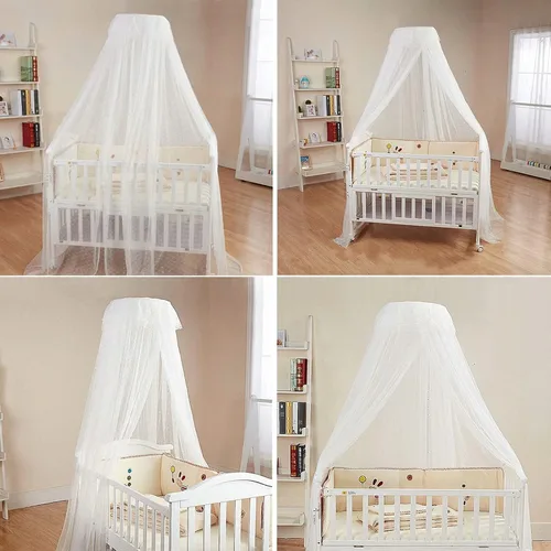 Vista 6 de Toldo para cama de bebé con soporte de clip ajustable, red para cuna de bebé, tienda de campaña, cortina de cúpula colgante, malla transparente