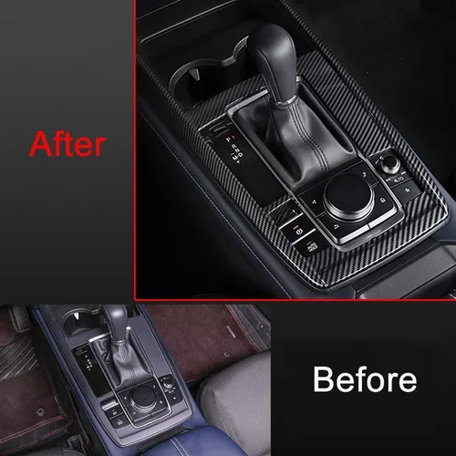 Vista 2 de Cubierta decorativa del marco del panel de cambios de la consola central interior para Mazda CX30 CX-30 2020 2021 2022 2023