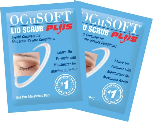 Vista 2 de OCuSOFT Lid Scrub PLUS 35 - Toallitas para párpados prehumedecidas que no requieren enjuague para condiciones moderadas a severas - Limpiador