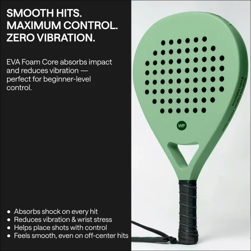 Vista 9 de Padel Racket with Overgrip & 2 Wristbands – Memory EVA Foam, Perfectly Balanced – Pala de Padel – Fiberglass Paddle for Beginners and Intermediates