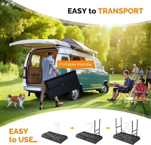 Vista 7 de VINGLI Mesa enfriadora portátil con estante de almacenamiento adicional, acero aleado, negro, modelo picetable