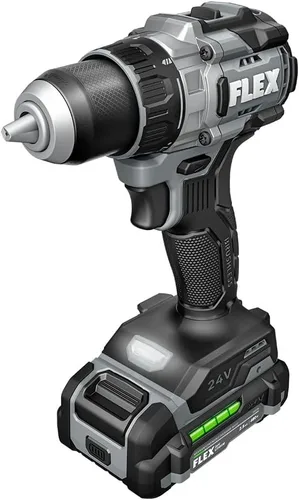 Vista 2 de FLEX Kit de taladro de 2 velocidades sin escobillas de 24 V sin escobillas de 1/2 pulgada y 1000 In-Lbs con (2) batería de litio de 2.5 Ah