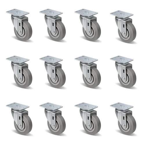 Vista 28 de Ruedas resistentes de 3 pulgadas, ruedas giratorias con frenos, ruedas de placa con rueda de goma para muebles, plataforma, camión, carrito