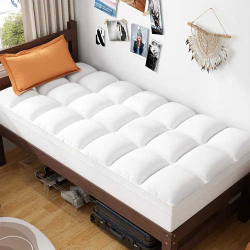 Vista 16 de ABENE Cubrecolchón RV Short Queen para alivio del dolor de espalda, almohadilla de colchón extra gruesa tipo pillowtop, cubierta de colchón suave