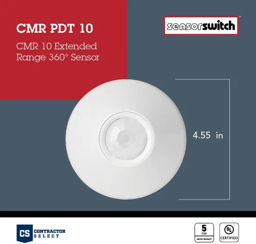 Vista 3 de SensorSwitch Sensor de Movimiento de Techo, Tecnología Dual Pasiva PDT Sensor de Ocupación Infrarrojo Pasivo PIR y Microfónico, Detección